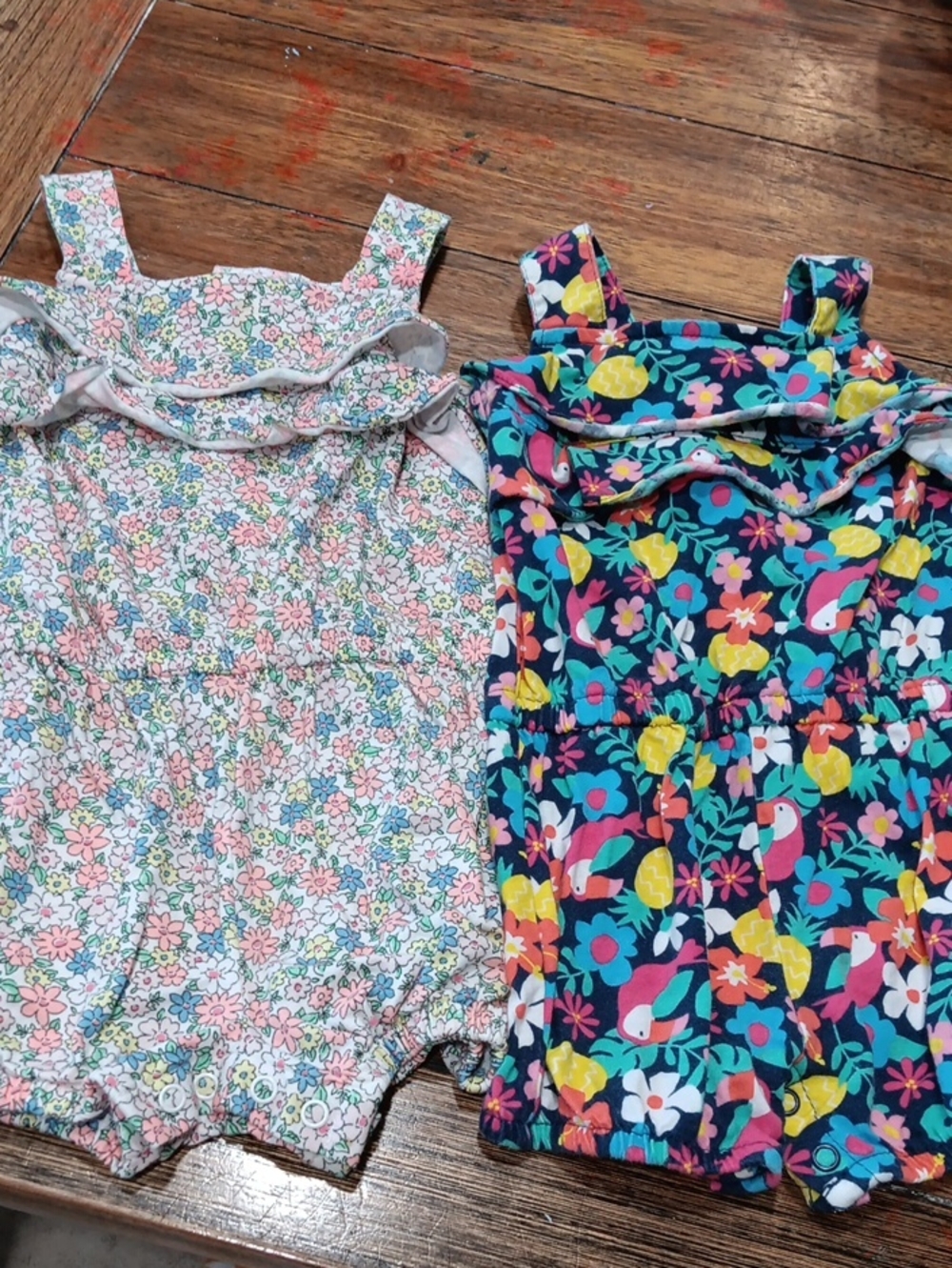 Carters Kids Floral Ruffle One-Piece Romper - One Pink & One Navy Floral